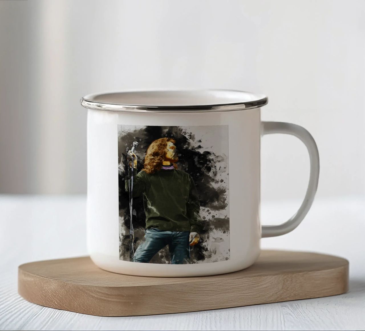 Mancha de Jim Morrison taza de esmalte de Gunawan Rb