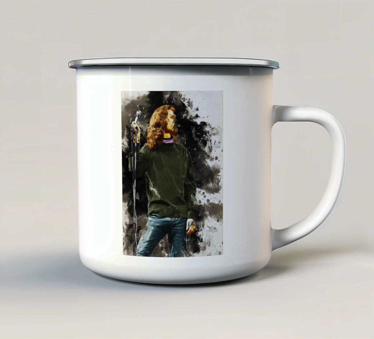 Mancha de Jim Morrison taza de esmalte de Gunawan Rb