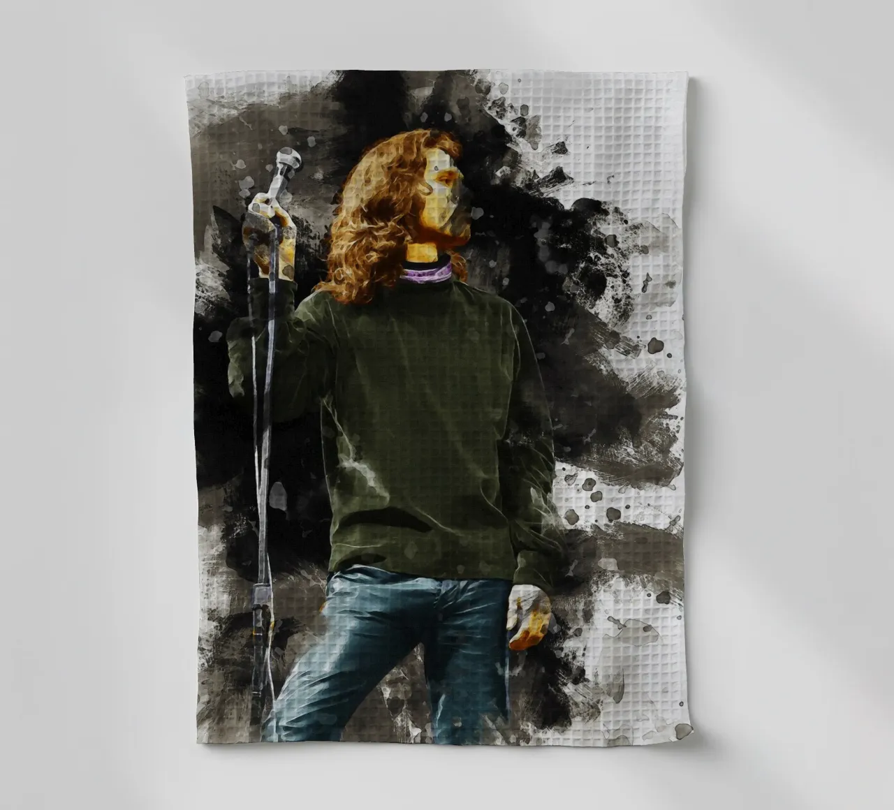 Smudge of Jim Morrison tea towel by Gunawan Rb