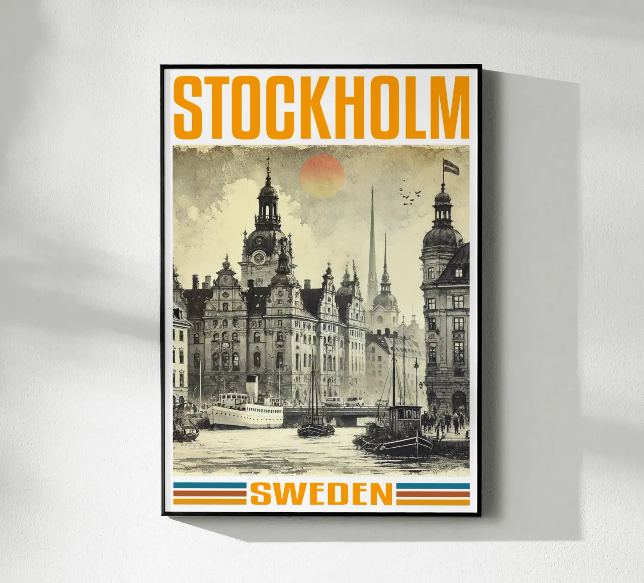 stockholm city panorama 70's classic retro plexiglas de theganduls