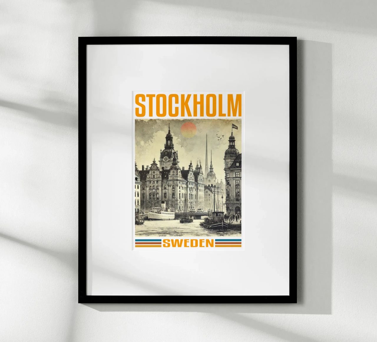 panorama della città di stoccolma anni '70 classico retrò poster da theganduls