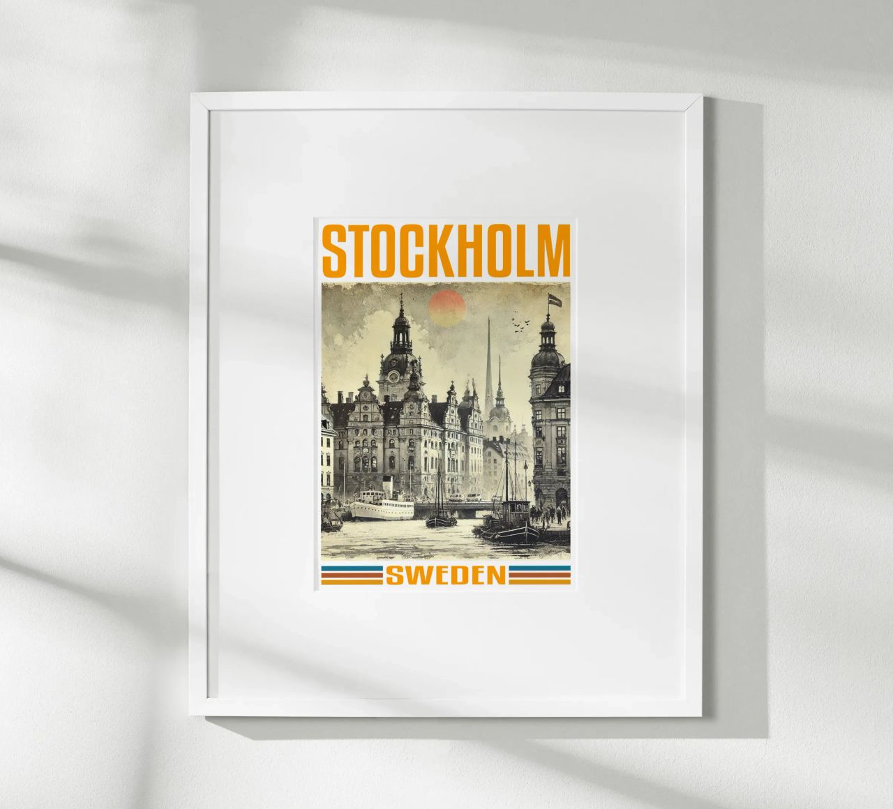 panorama della città di stoccolma anni '70 classico retrò poster da theganduls