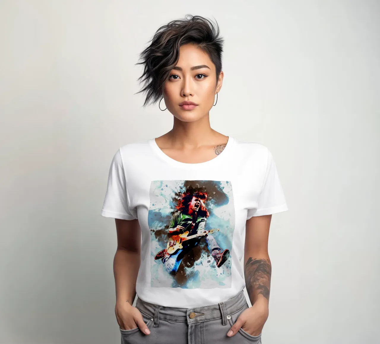 Smudge of Edward Louis Van Halen women's fitted t-shirt by Gunawan Rb