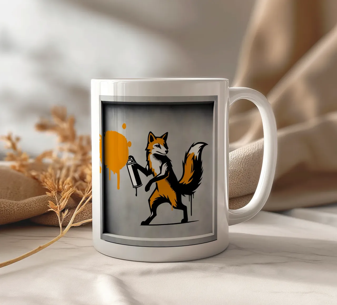 Volpe graffitara in stile stencil creativo tazza in ceramica da namosh