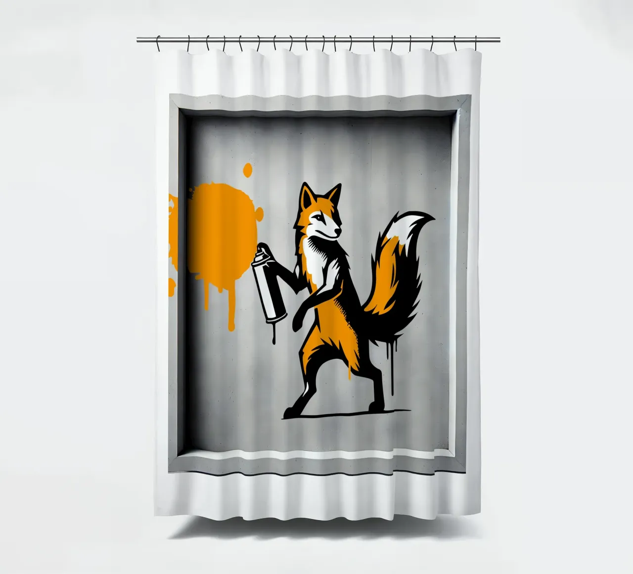 Volpe graffitara in stile stencil creativo tenda da doccia da namosh