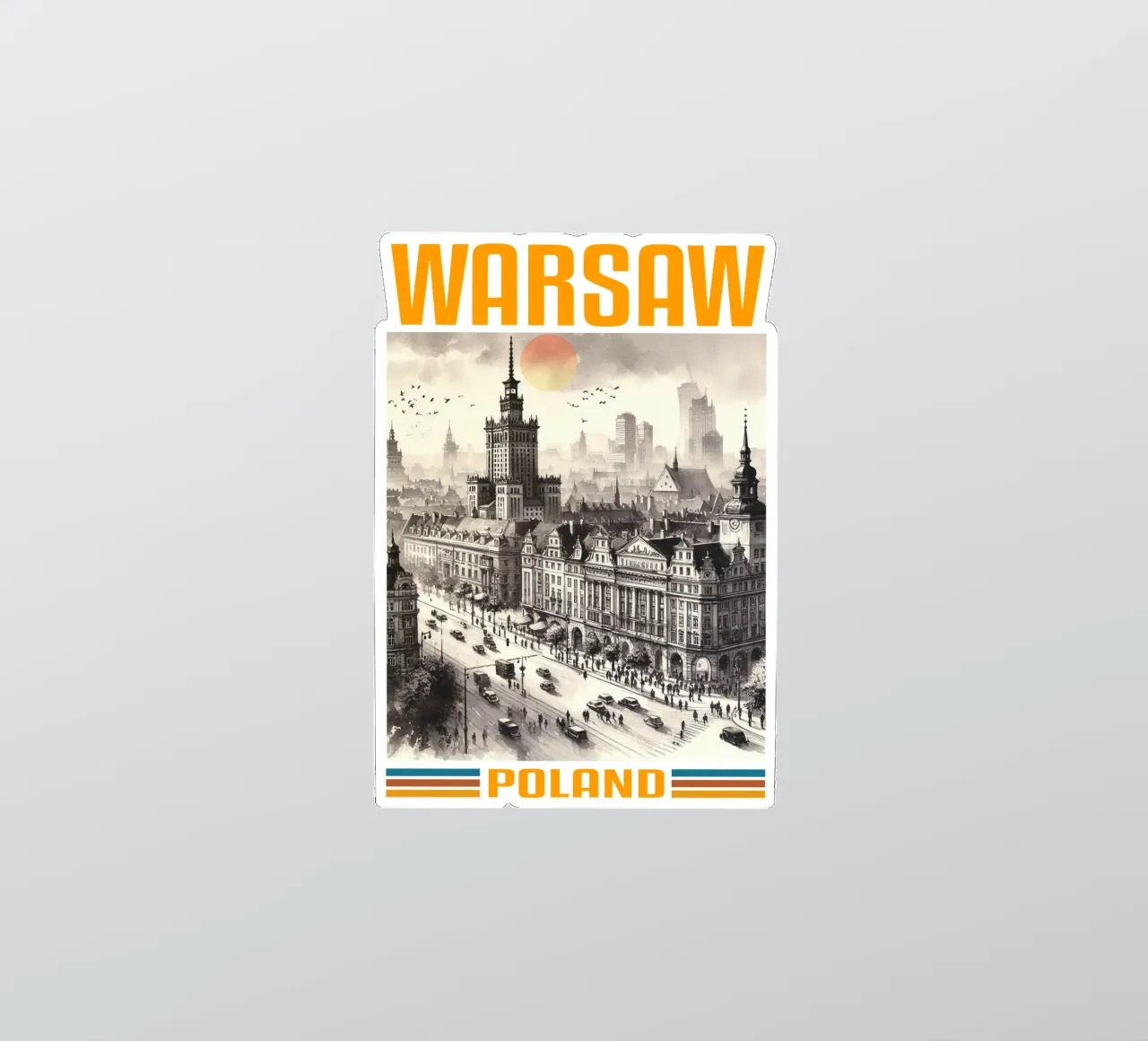 warsaw city panorama 70's classic retro sticker by theganduls