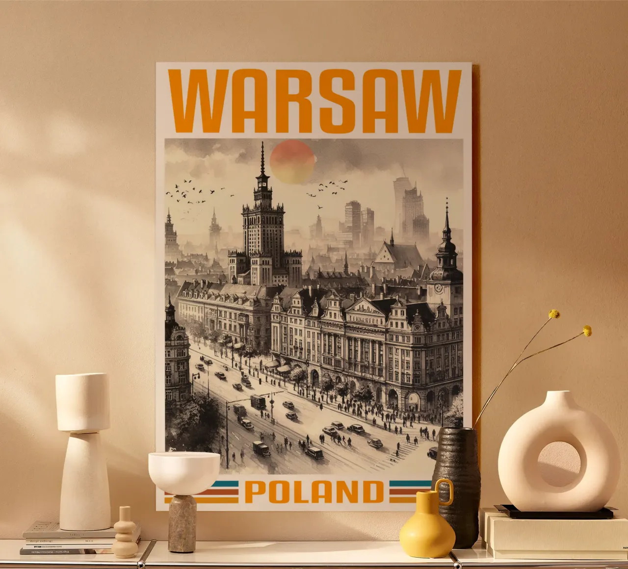 warsaw city panorama 70's classic retro forex plate by theganduls