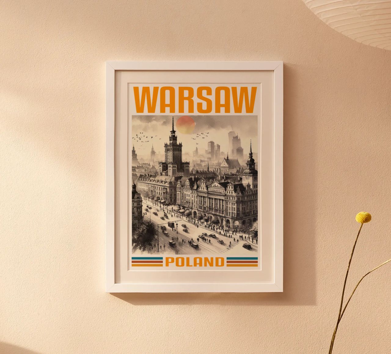 panorama della città di varsavia anni '70 classico retrò poster da theganduls