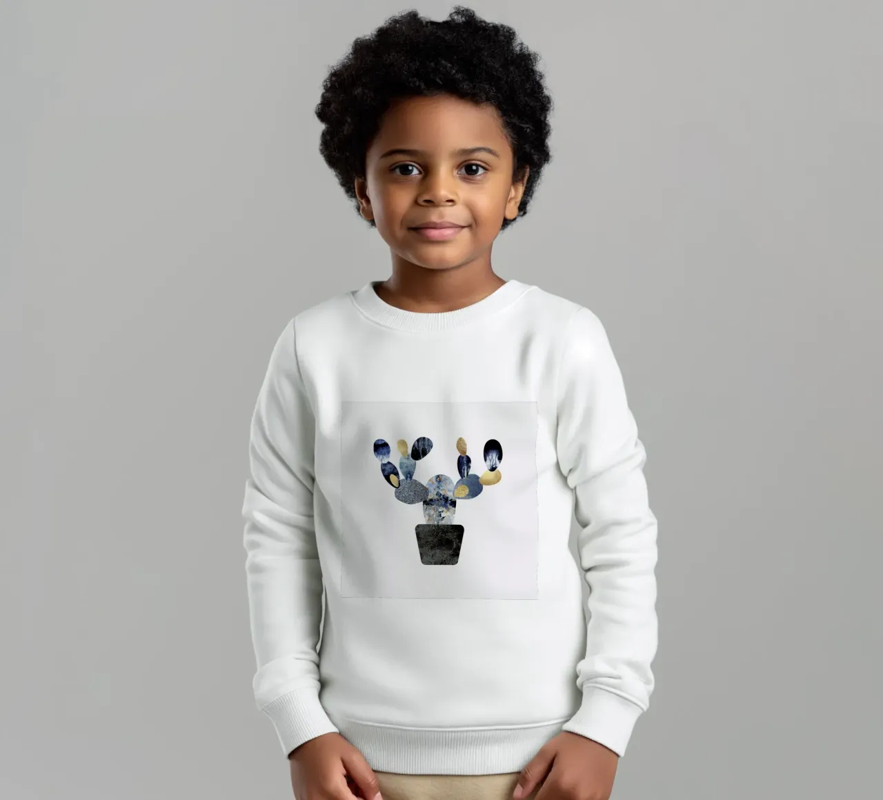 Blue and Gold Cactus felpa bambino da Elisabeth Fredriksson