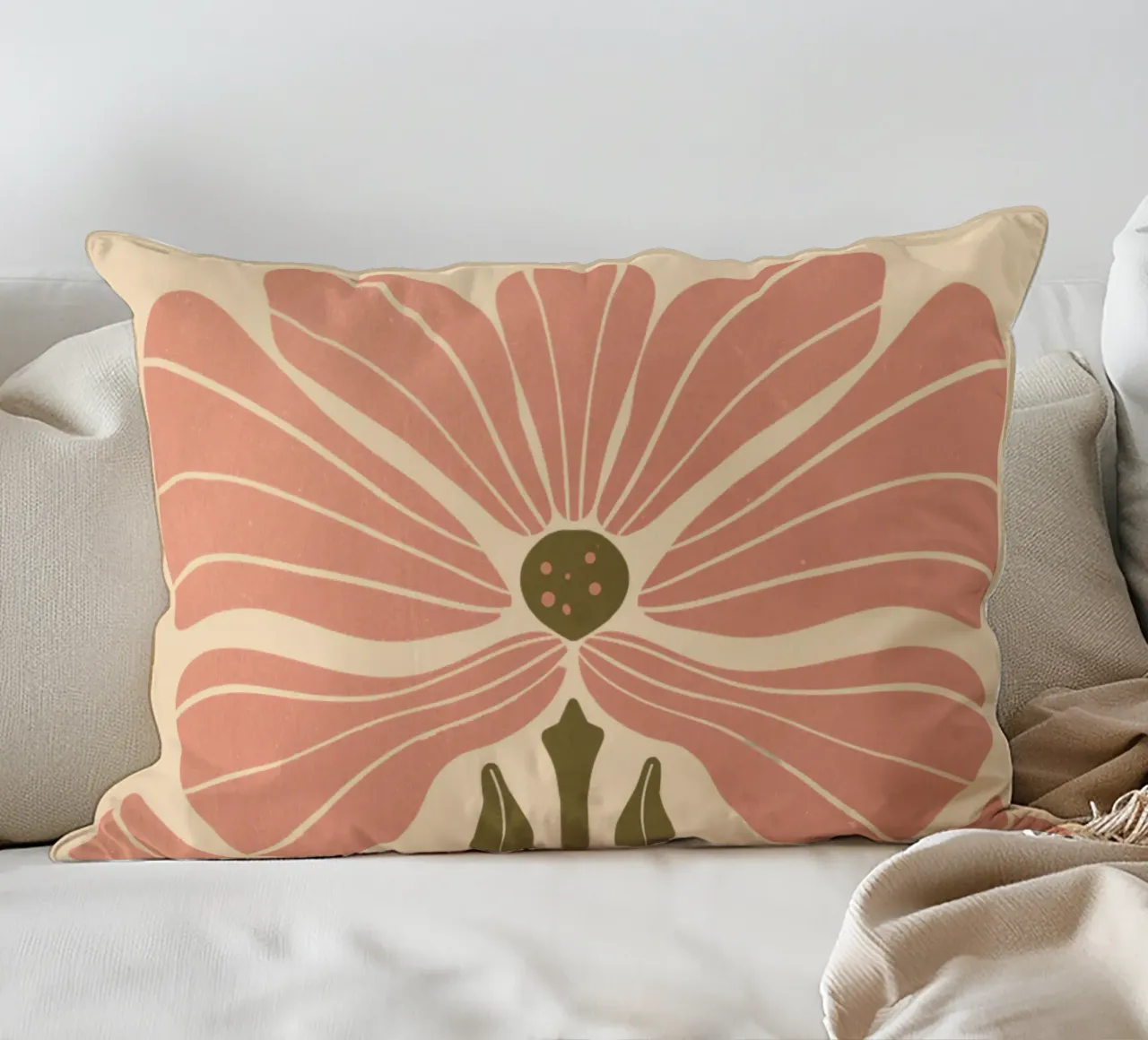 Abstract Pink Floral Wall Art, Minimalist Botanical Print cuscino da Studio Mooodz