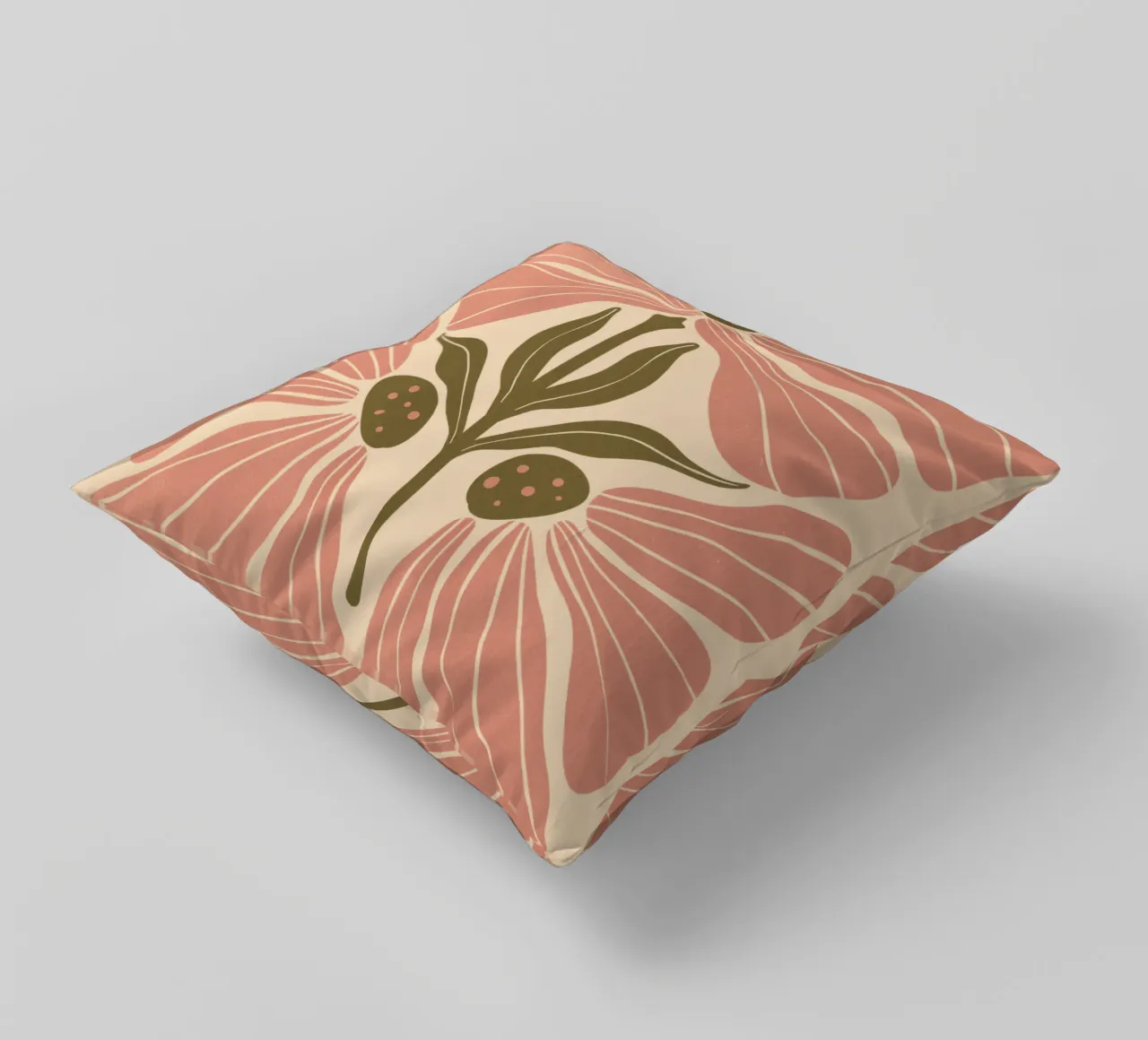 Abstract Pink Floral Wall Art, Minimalist Botanical Print cuscino da Studio Mooodz