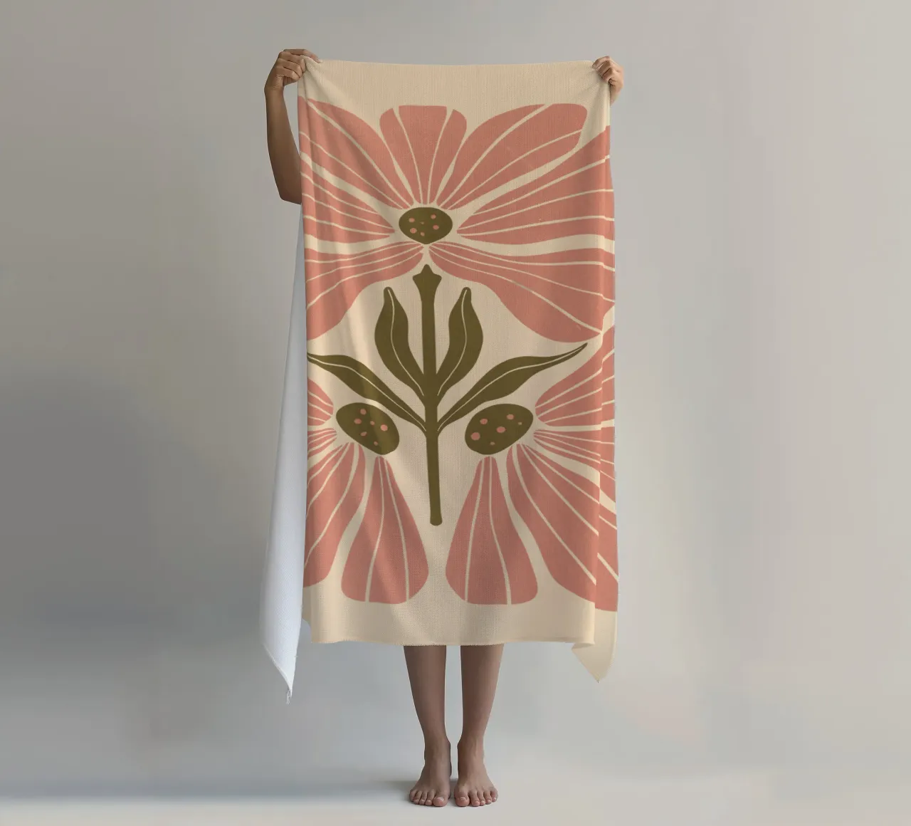 Abstract Pink Floral Wall Art, Minimalist Botanical Print telo mare da Studio Mooodz