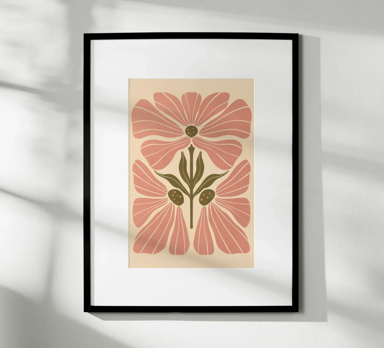 Abstract Pink Floral Wall Art, Minimalist Botanical Print poster da Studio Mooodz