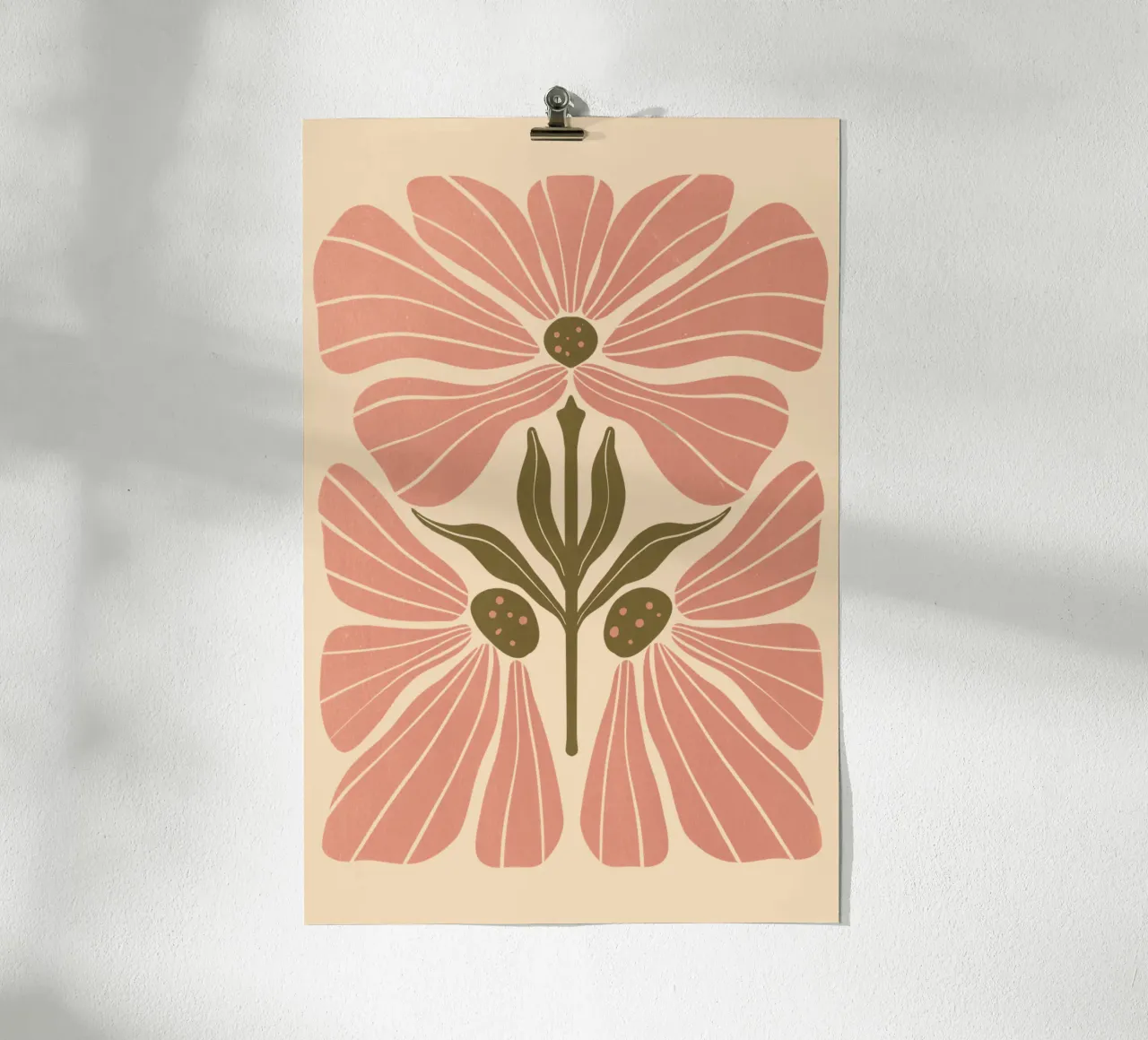 Abstract Pink Floral Wall Art, Minimalist Botanical Print poster da Studio Mooodz