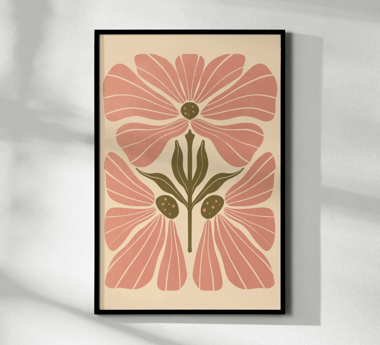 Abstract Pink Floral Wall Art, Minimalist Botanical Print poster da Studio Mooodz