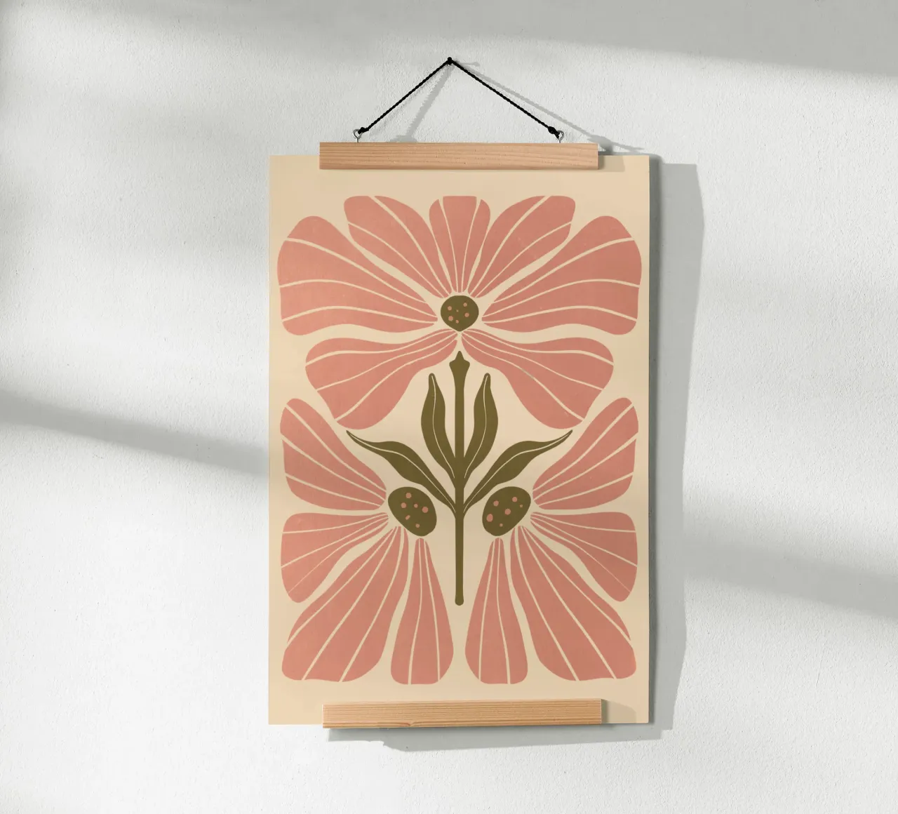 Abstract Pink Floral Wall Art, Minimalist Botanical Print poster da Studio Mooodz