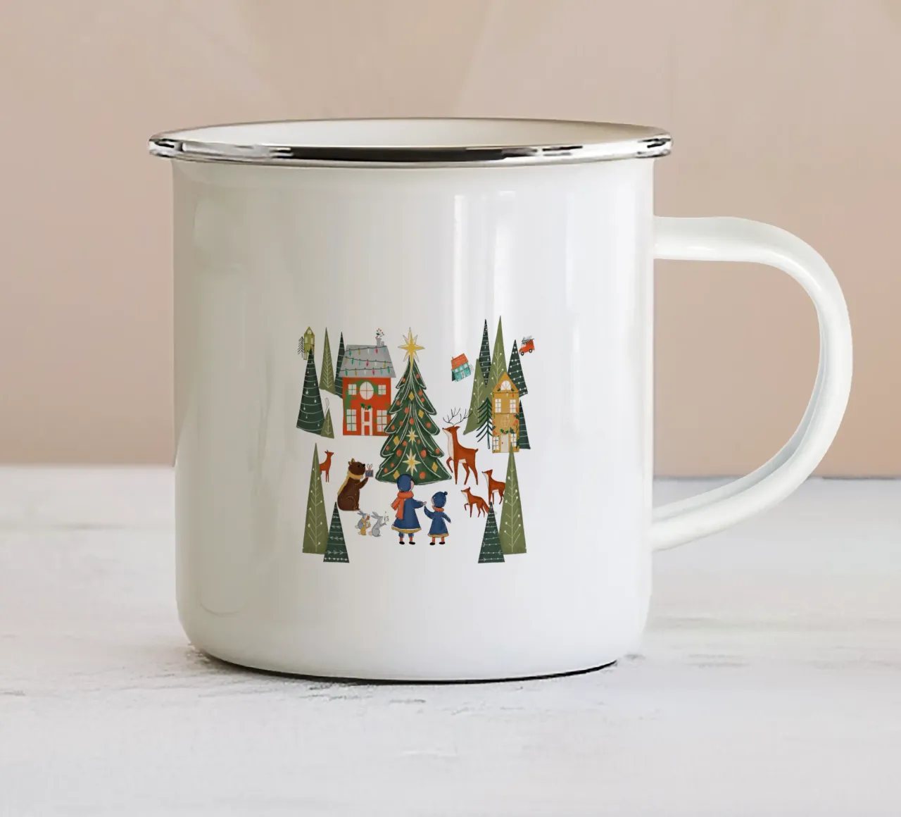 Natale Cuore della foresta tazza in smalto da susanacosta
