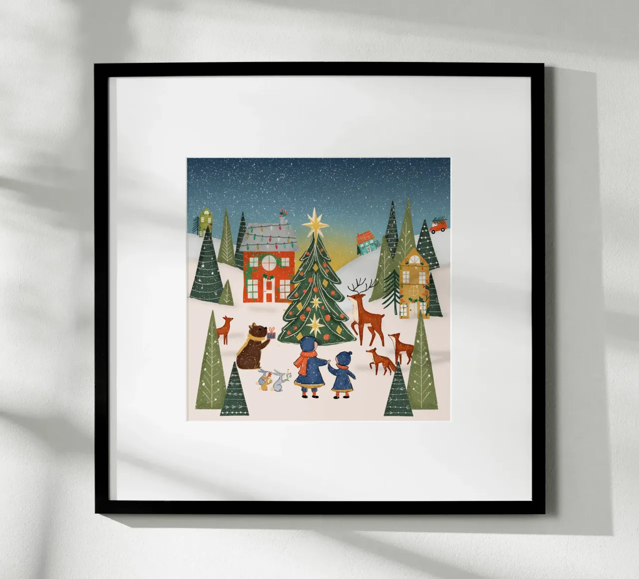 Natale Cuore della foresta poster con telaio in legno da susanacosta