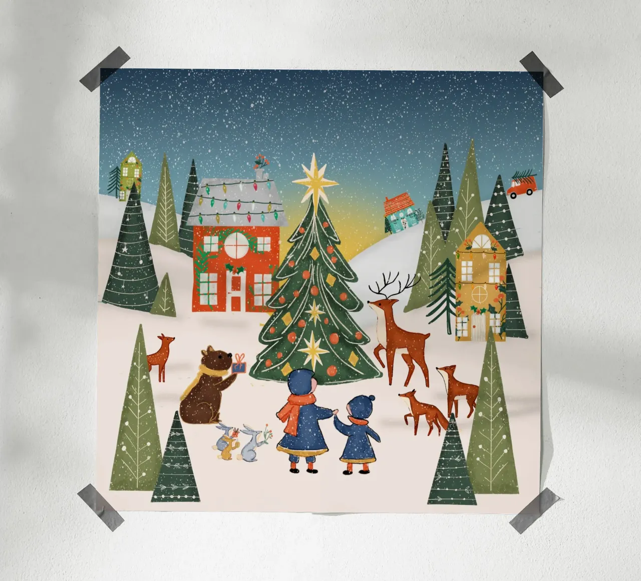 Natale Cuore della foresta poster con telaio in legno da susanacosta