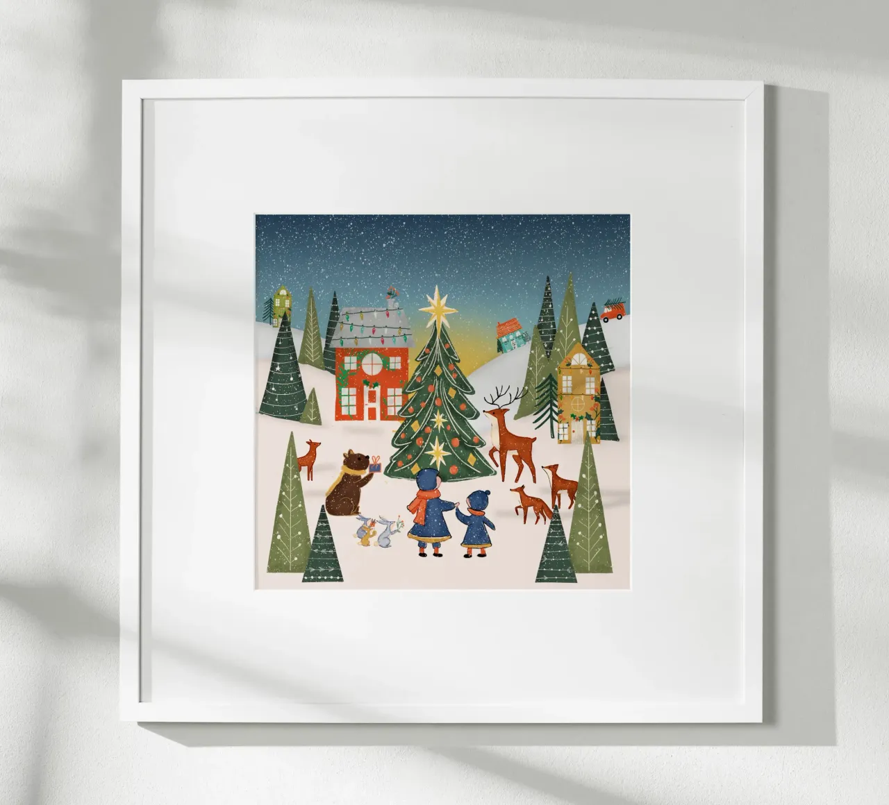Natale Cuore della foresta poster con telaio in legno da susanacosta