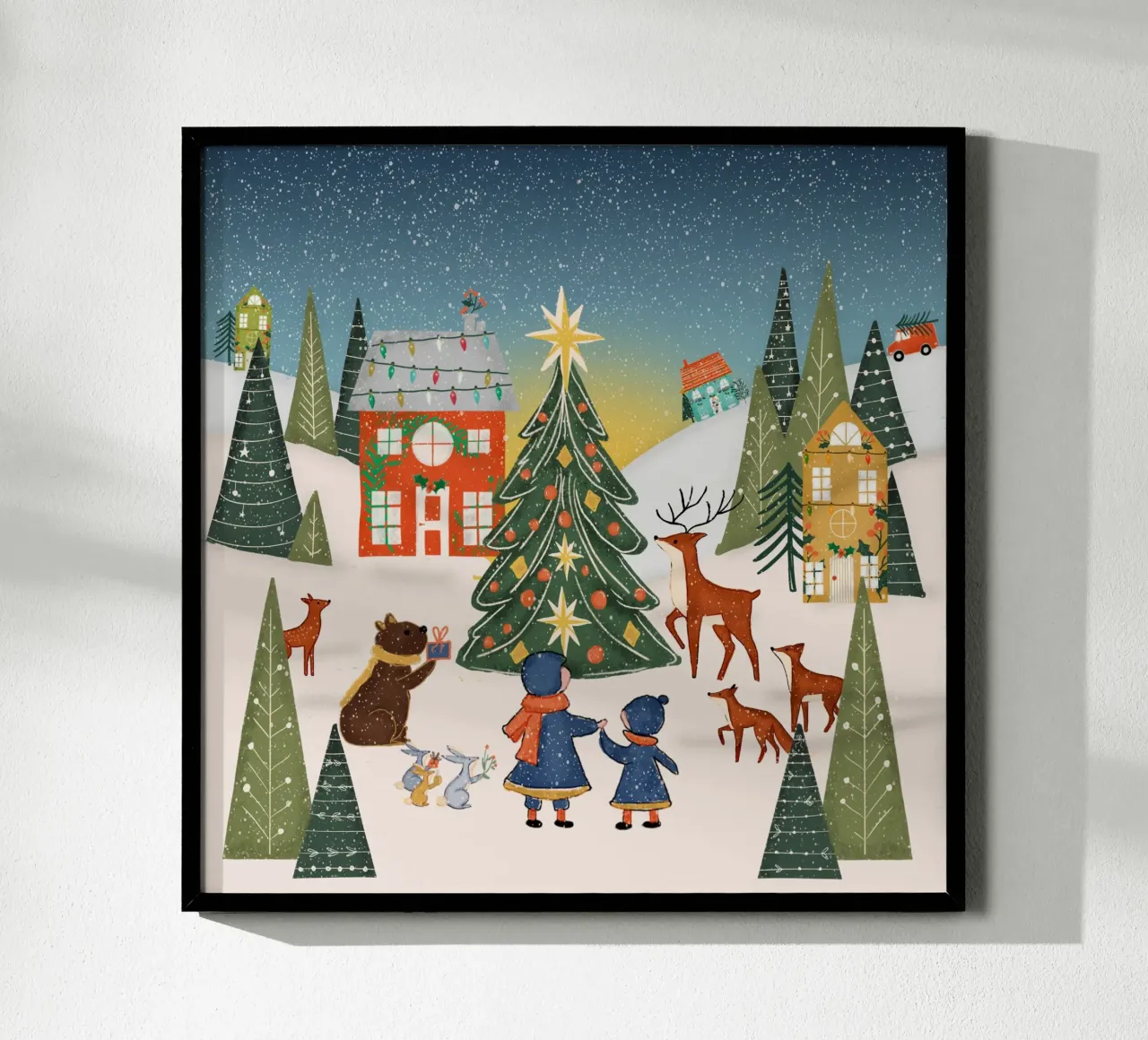 Natale Cuore della foresta poster con telaio in legno da susanacosta