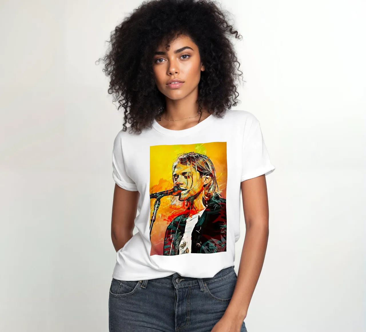 Kurt Cobain women's fitted t-shirt by tenten