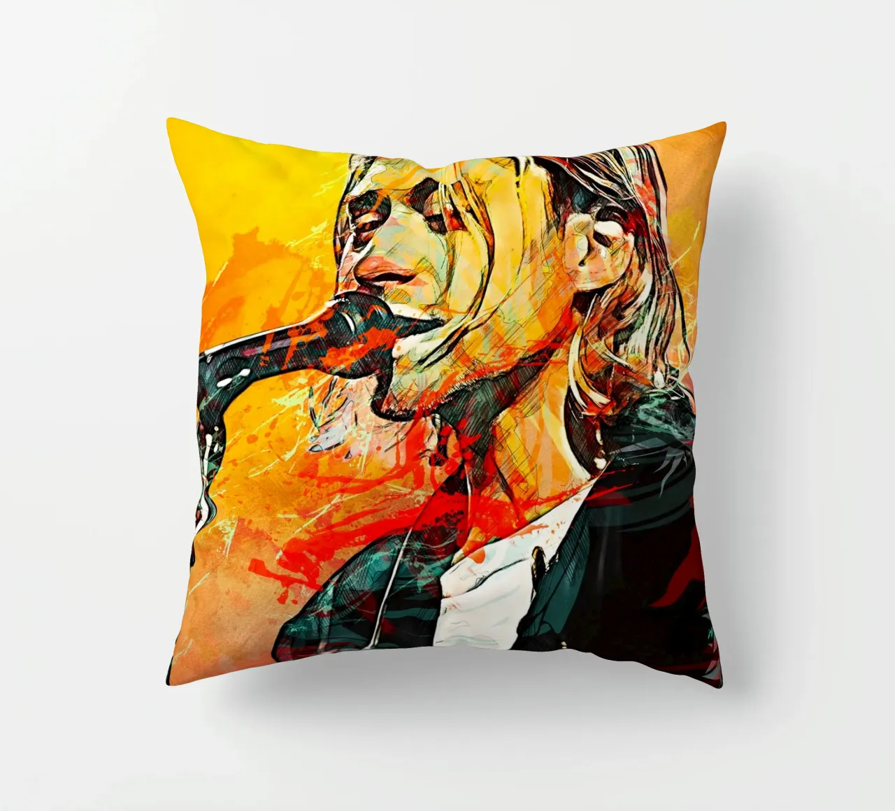 Kurt Cobain decorative cushion by tenten
