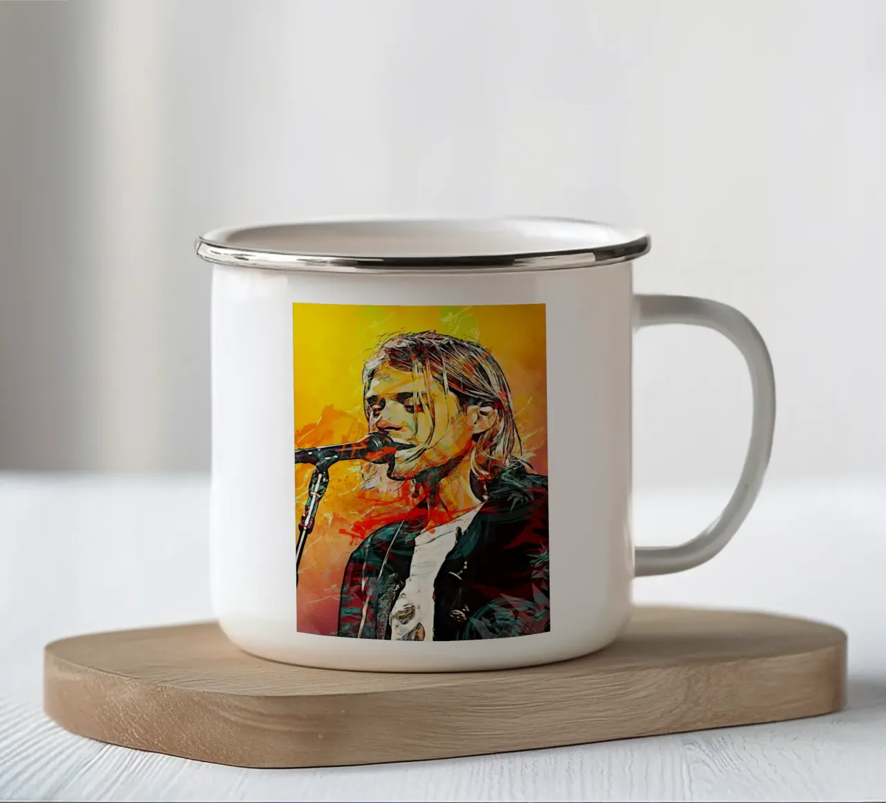 Kurt Cobain tazza in smalto da tenten