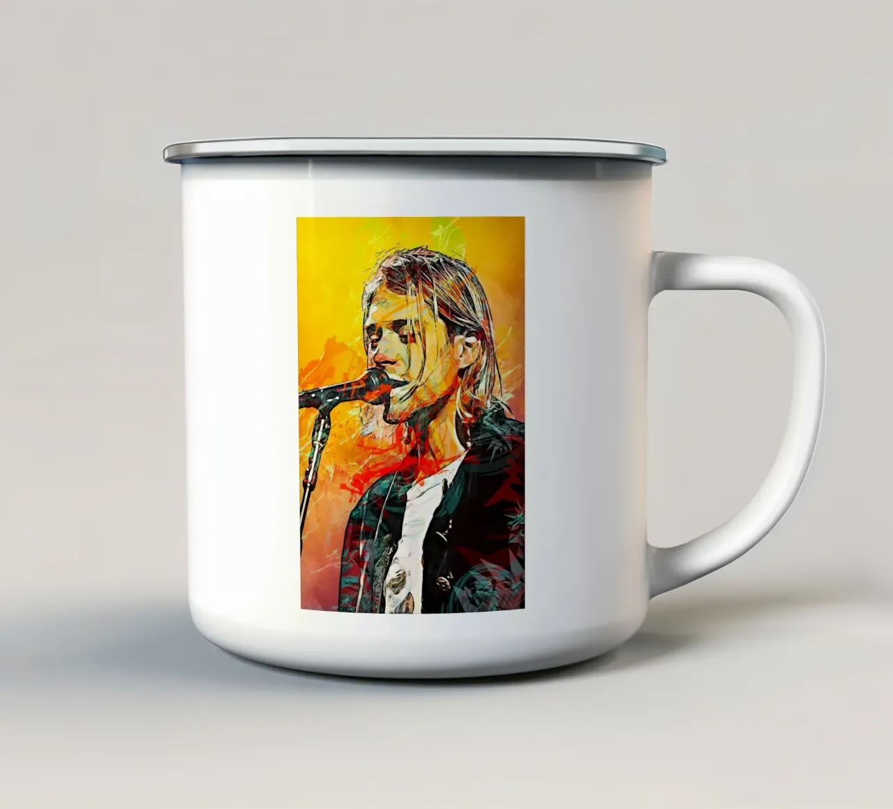Kurt Cobain tazza in smalto da tenten