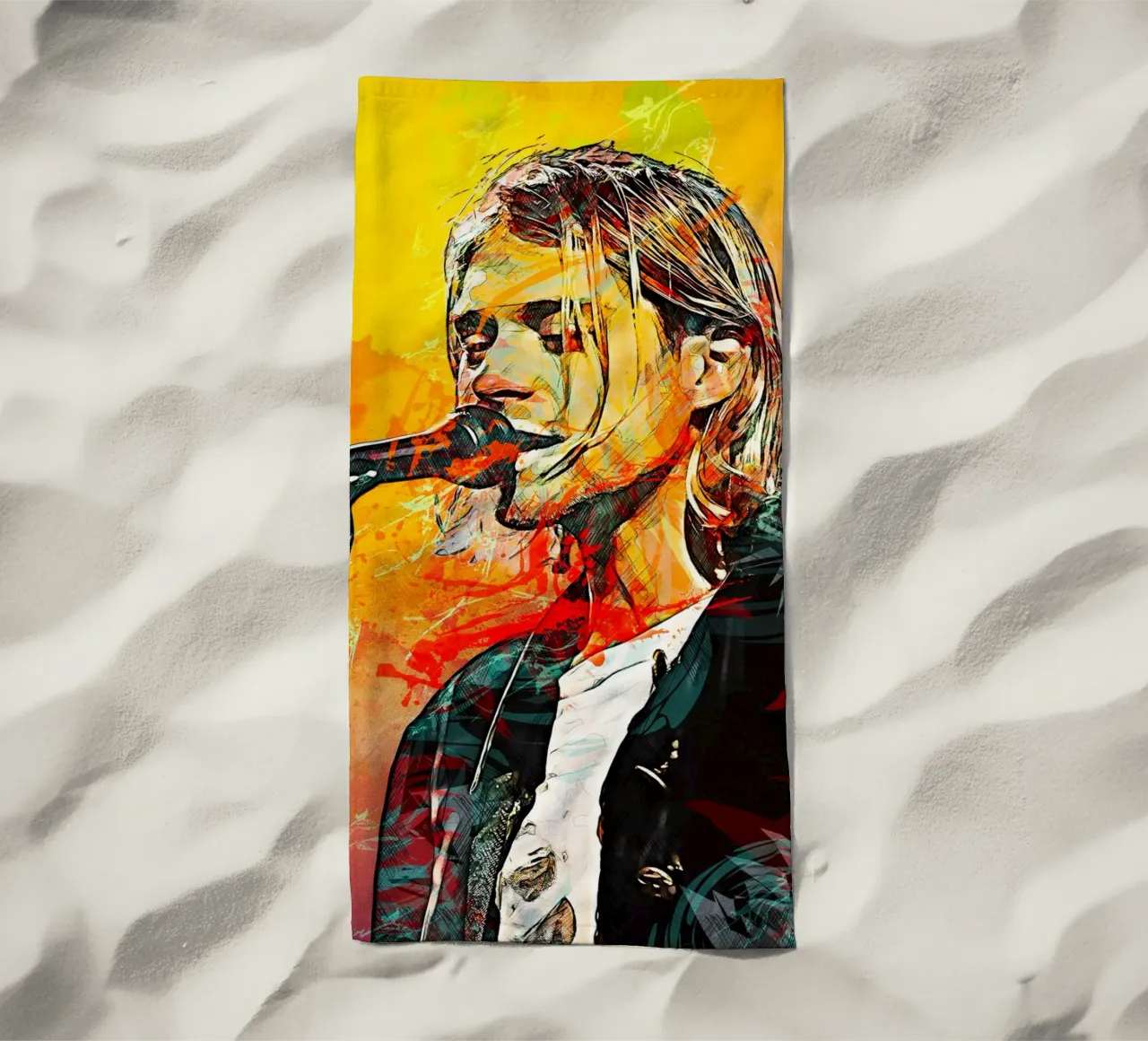 Kurt Cobain beach towel by tenten