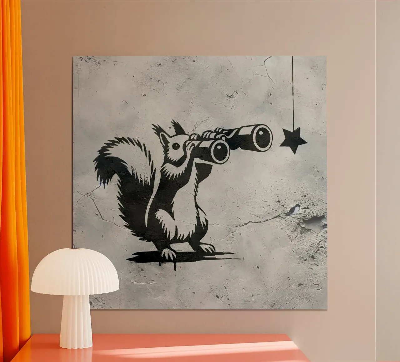 Scoiattolo con binocolo - Alla ricerca delle stelle poster con telaio in legno da namosh