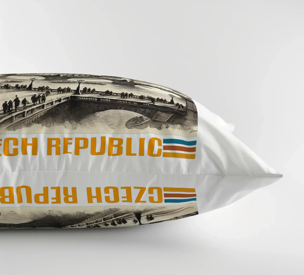 prague city panorama 70's classic retro decorative cushion by theganduls