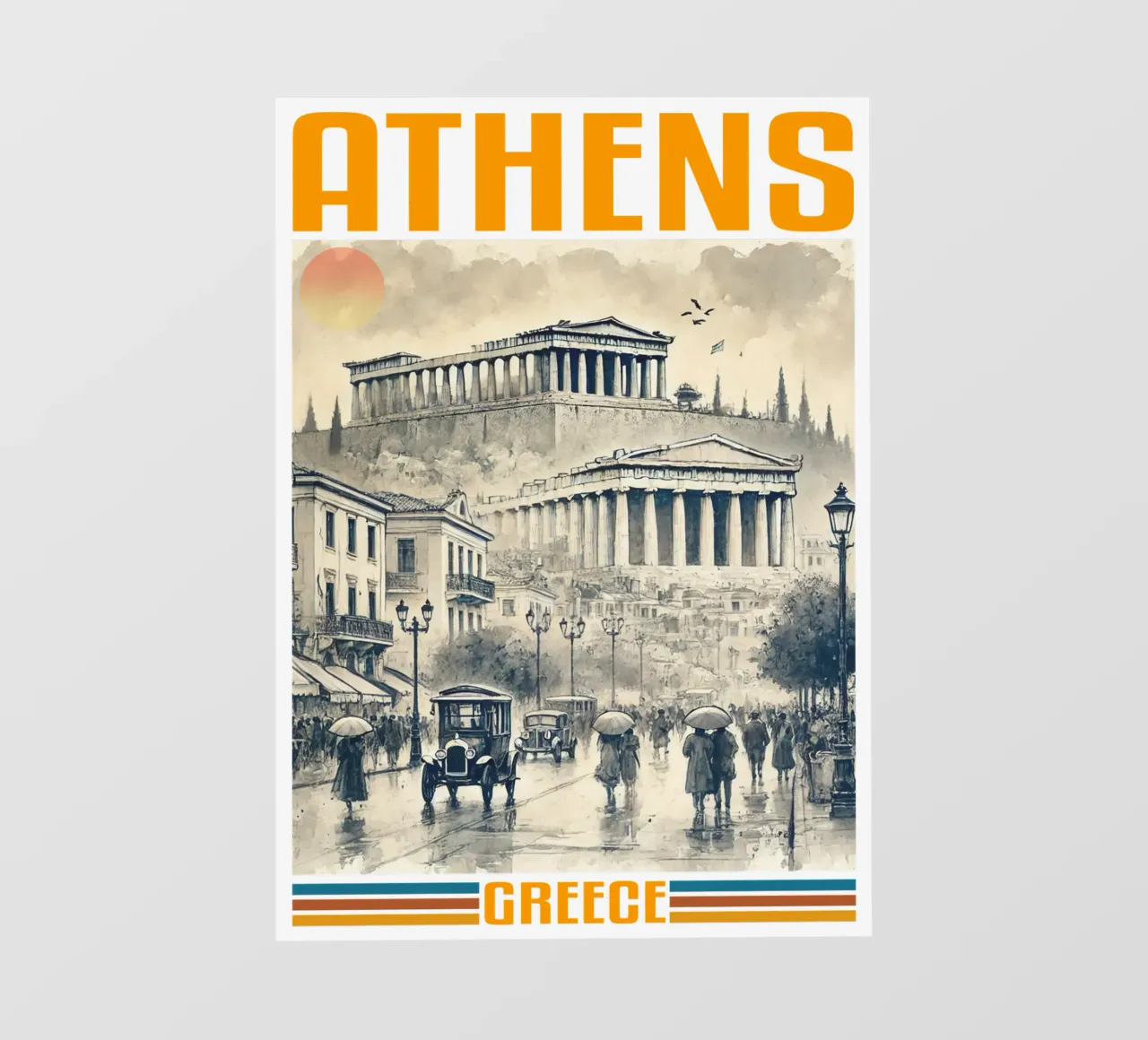 panorama della città di atene anni '70 classico retrò pellicola backlit da theganduls