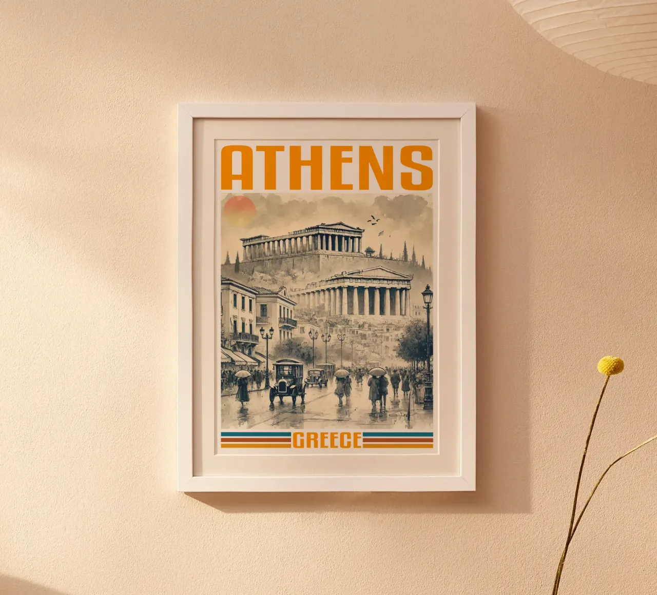 panorama della città di atene anni '70 classico retrò carta hahnemühle da theganduls