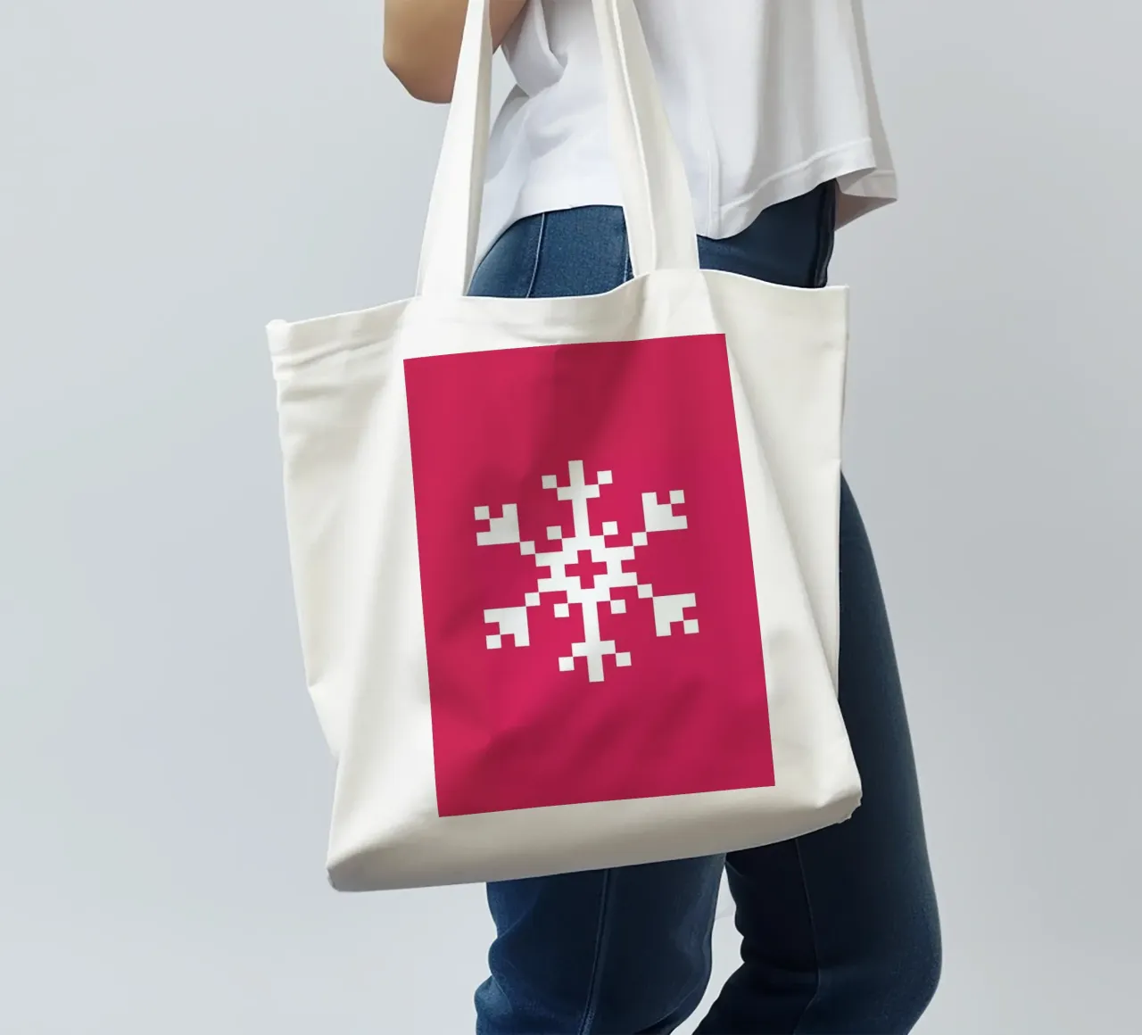 Pink Snowflake 2 borsa in juta da Studio One