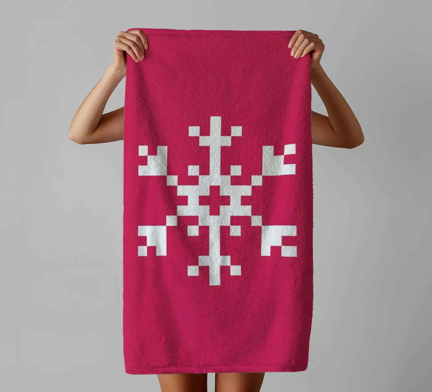 Pink Snowflake 2 towel by Studio One