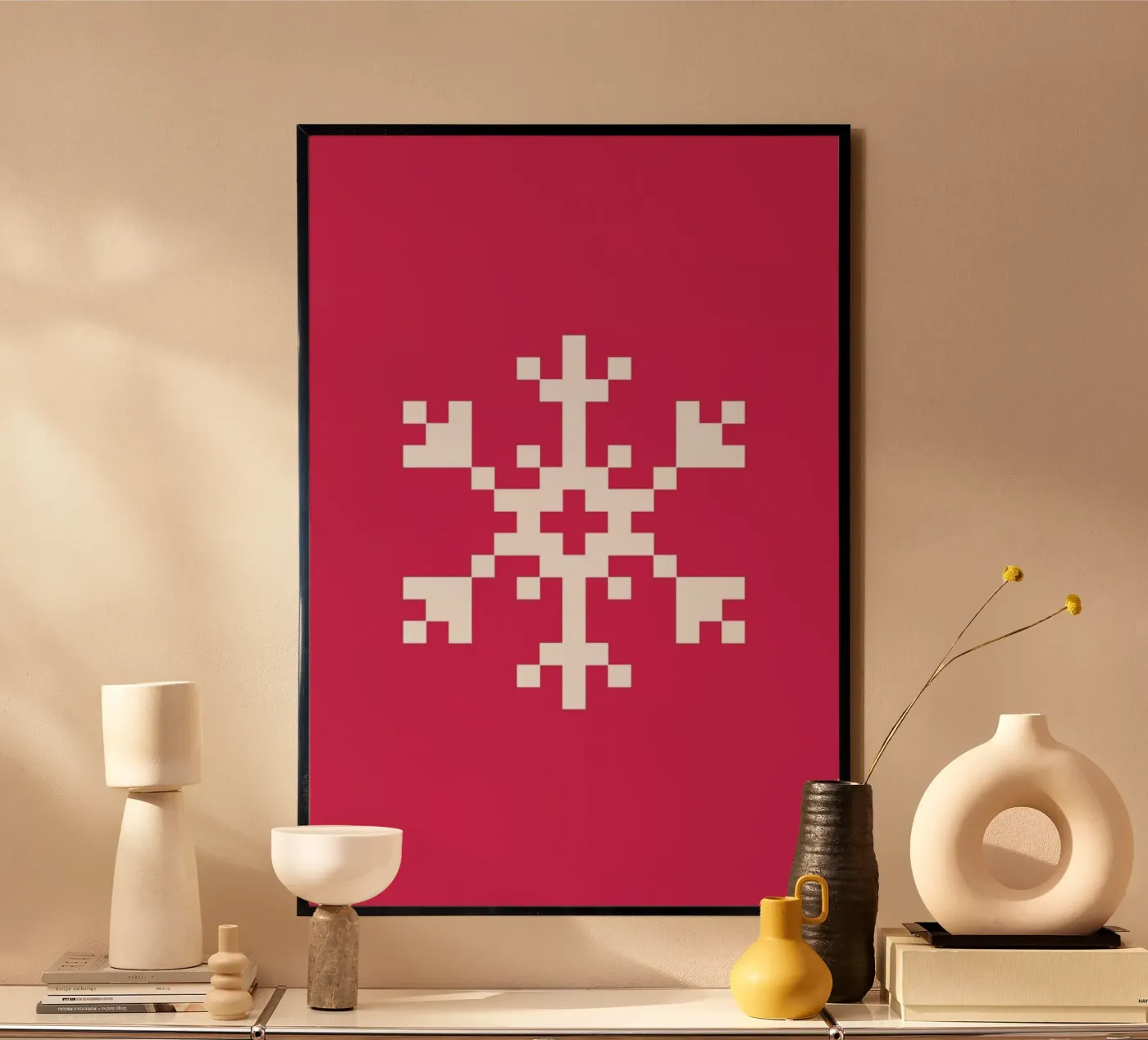 Pink Snowflake 2 poster van Studio One