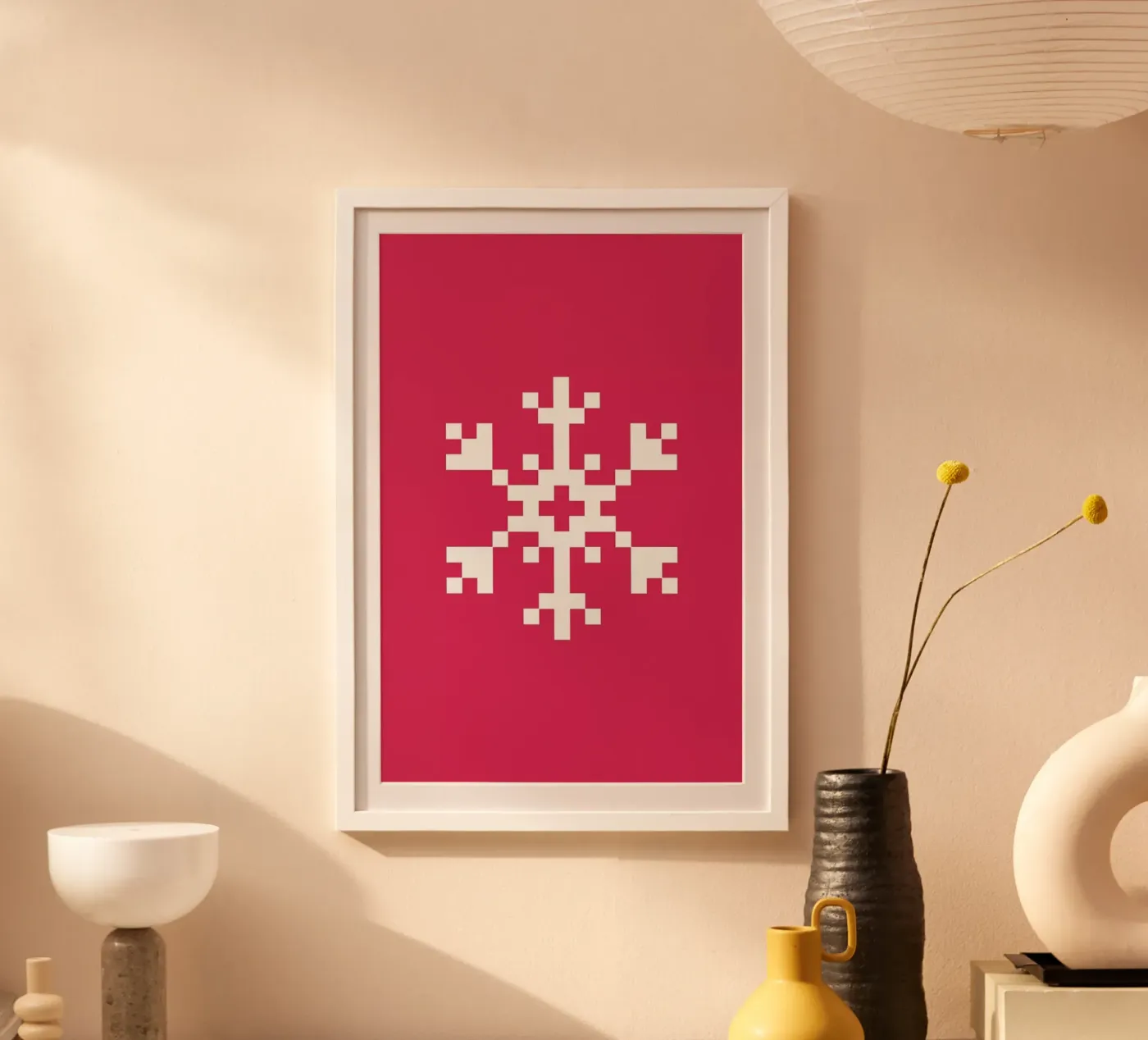 Pink Snowflake 2 poster van Studio One