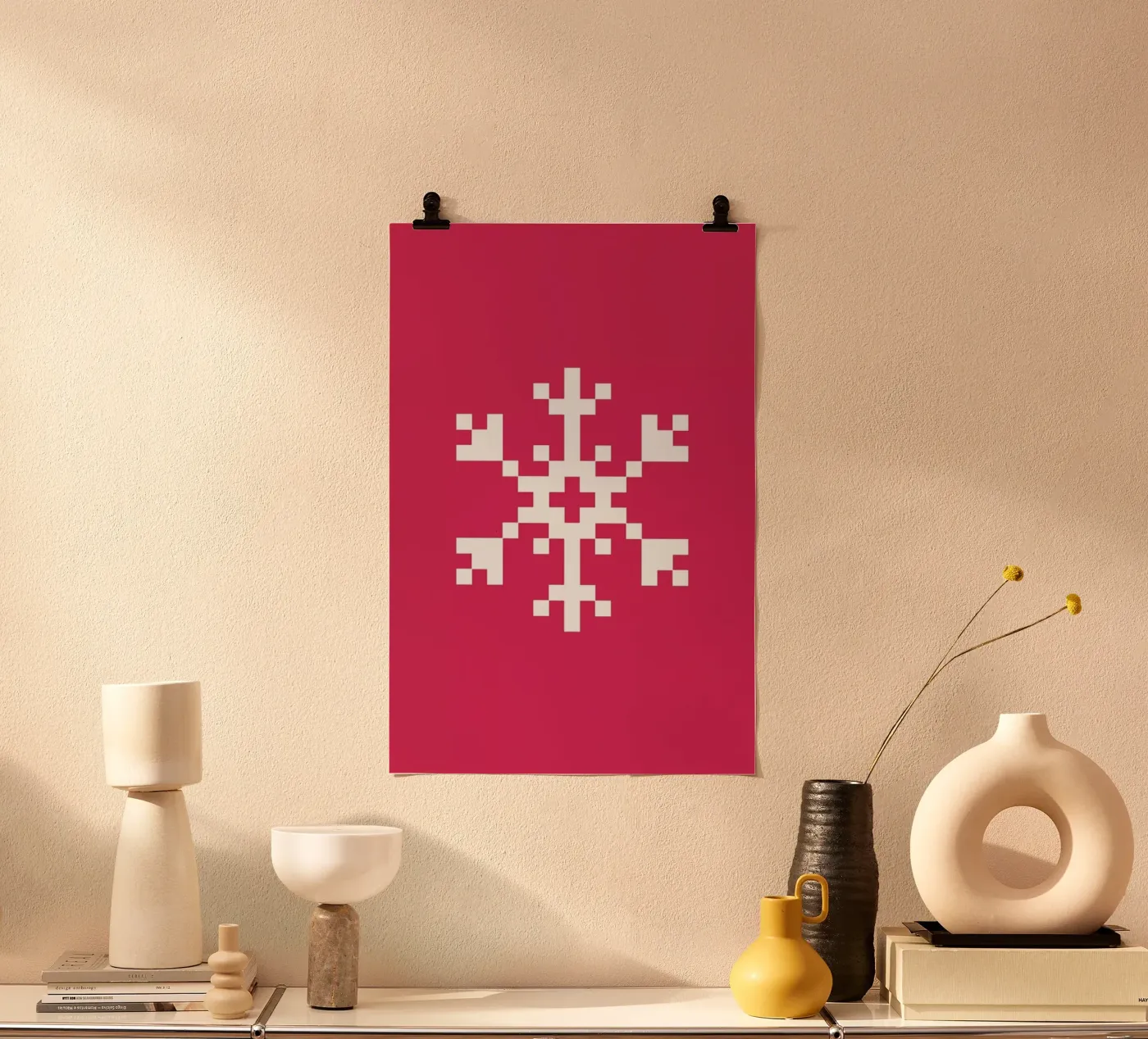 Pink Snowflake 2 poster van Studio One