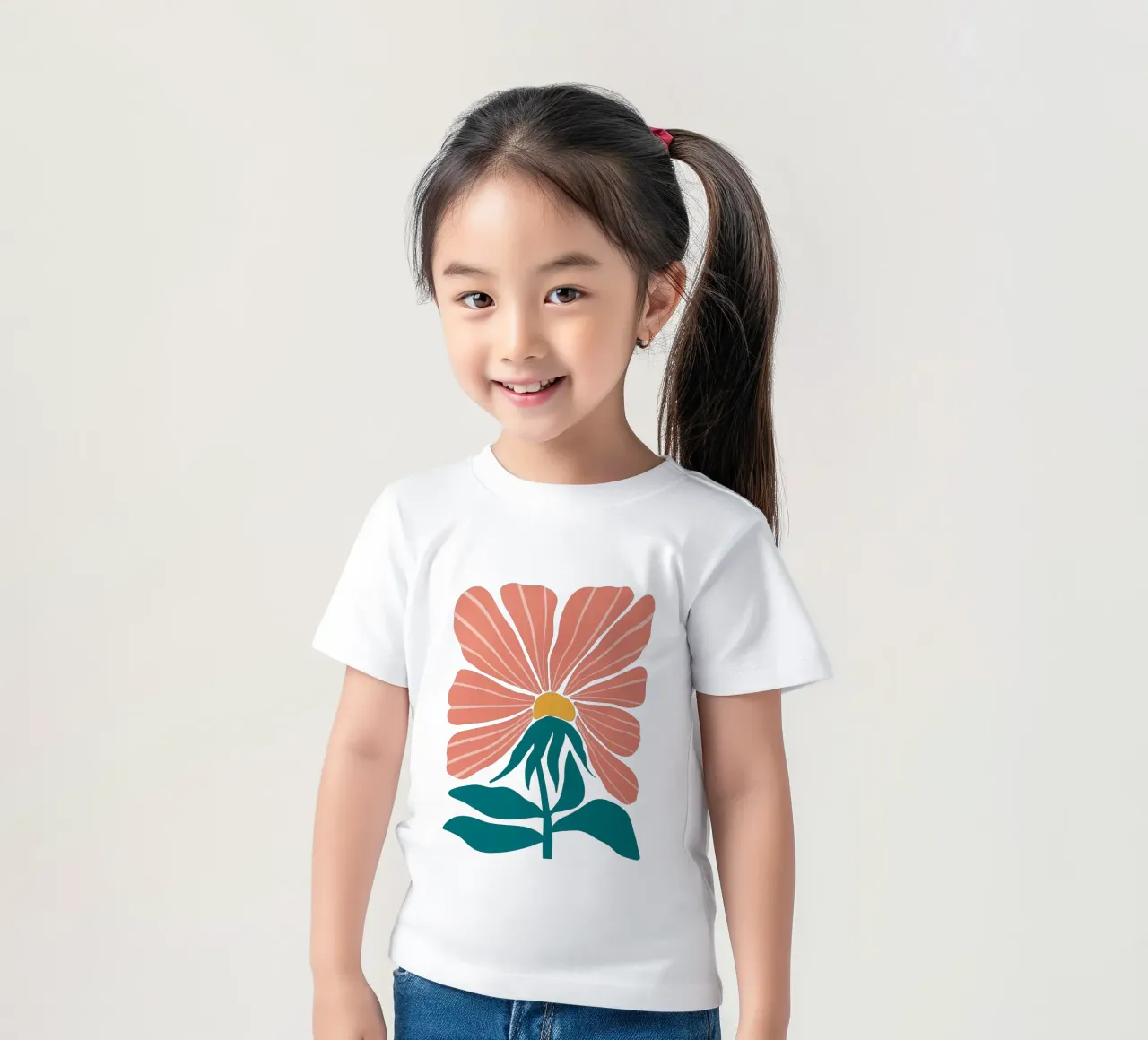 Modern Pink Flower Wall Art, Abstract Botanical Print t-shirt bambini da Studio Mooodz