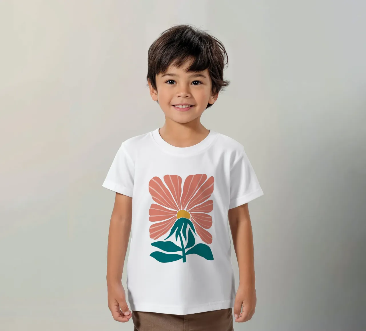 Modern Pink Flower Wall Art, Abstract Botanical Print t-shirt bambini da Studio Mooodz