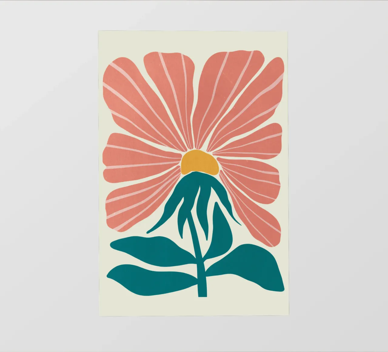 Modern Pink Flower Wall Art, Abstract Botanical Print telo in pvc da Studio Mooodz