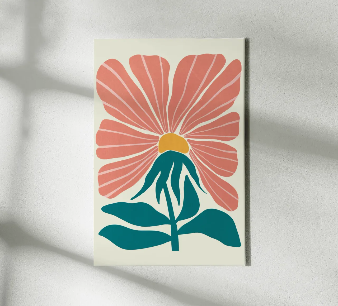 Modern Pink Flower Wall Art, Abstract Botanical Print canvas by Studio Mooodz