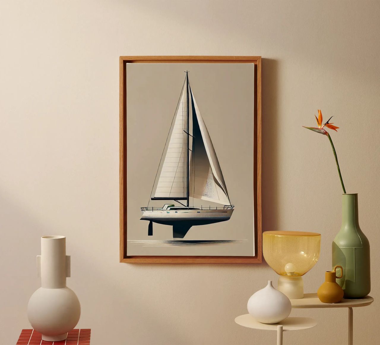 Voilier Élégant sur Fond Blanc Leinwand von Épure design