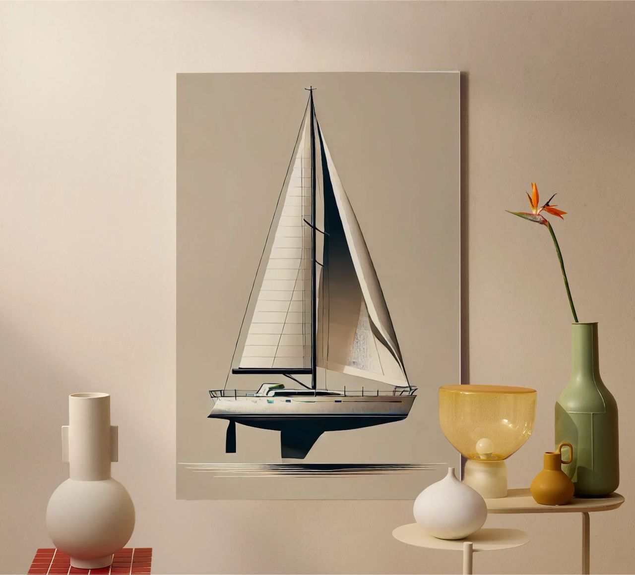 Voilier Élégant sur Fond Blanc Leinwand von Épure design