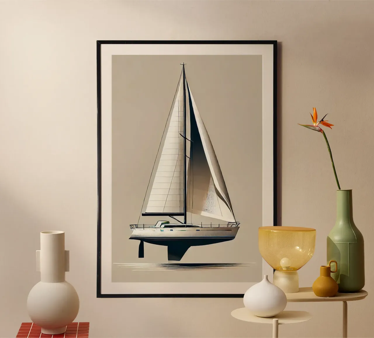 Voilier Élégant sur Fond Blanc hahnemühle by Épure design