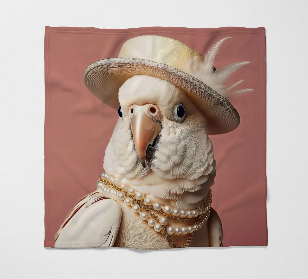 Cacatua elegante con cappello e perle | Uccello sofisticato Ar coperta in pile da FlexiDesignsByK