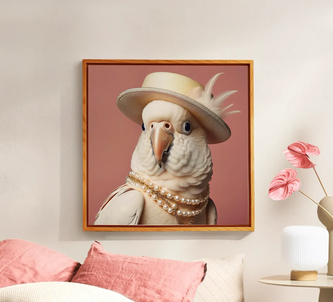 Cacatua elegante con cappello e perle | Uccello sofisticato Ar plexiglass da FlexiDesignsByK