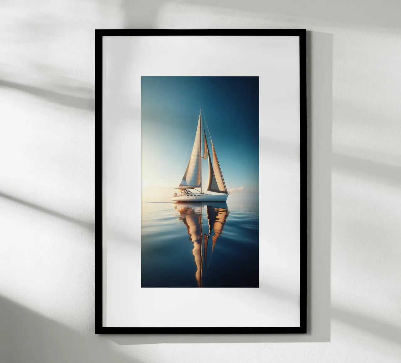 Voilier au Large, Ciel Dégagé poster con telaio in legno da Épure design