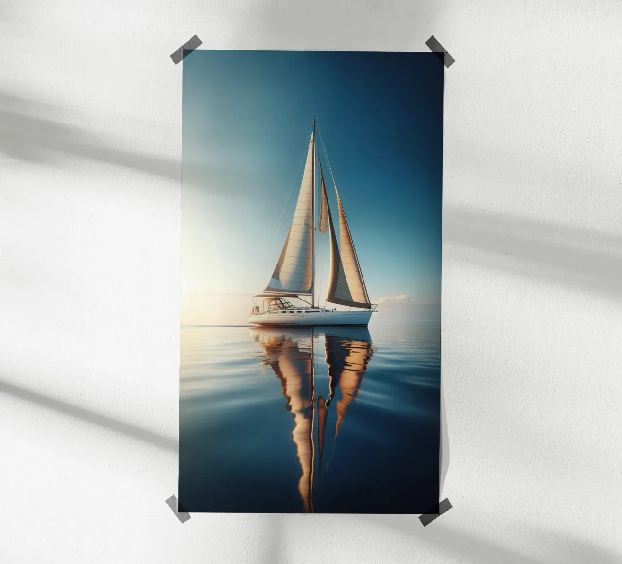 Voilier au Large, Ciel Dégagé poster con telaio in legno da Épure design